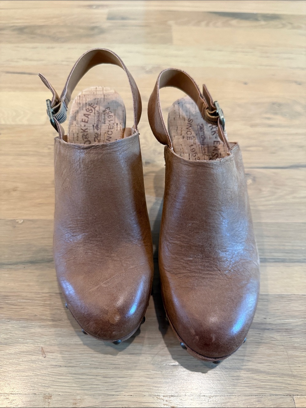 Kork-Ease Tan Leather Slingback Clogs